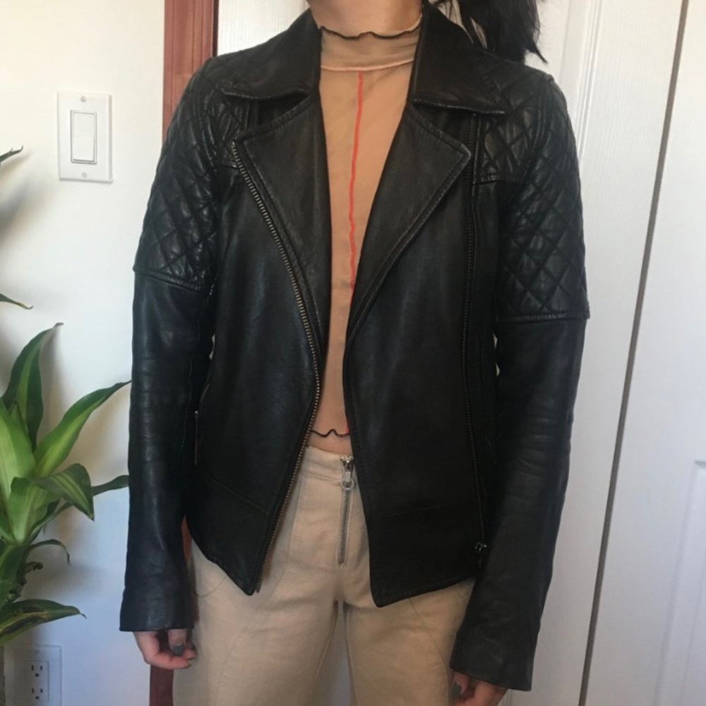 ALLSAINTS quilted sleeve leather jacket